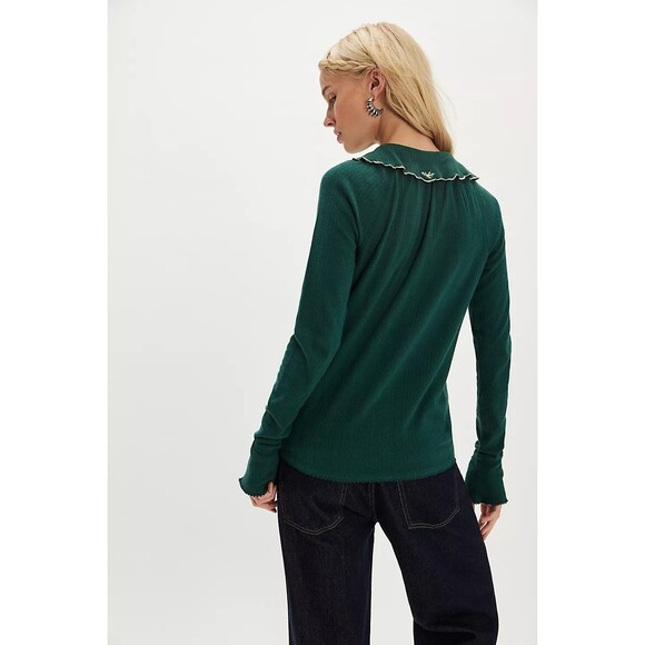 Free People Juniper Long Sleeve Cardi Top Buttondown Embroidered M NEW 284327 - Picture 3 of 7